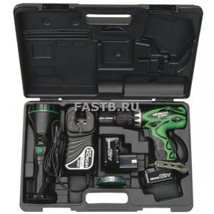 Аккумуляторная дрель-шуруповерт HITACHI DS12DVF3-RA (12В,10мм,2*1.5Ач,26Нм,0-350/1050об/мин,фонарь,биты,кейс)